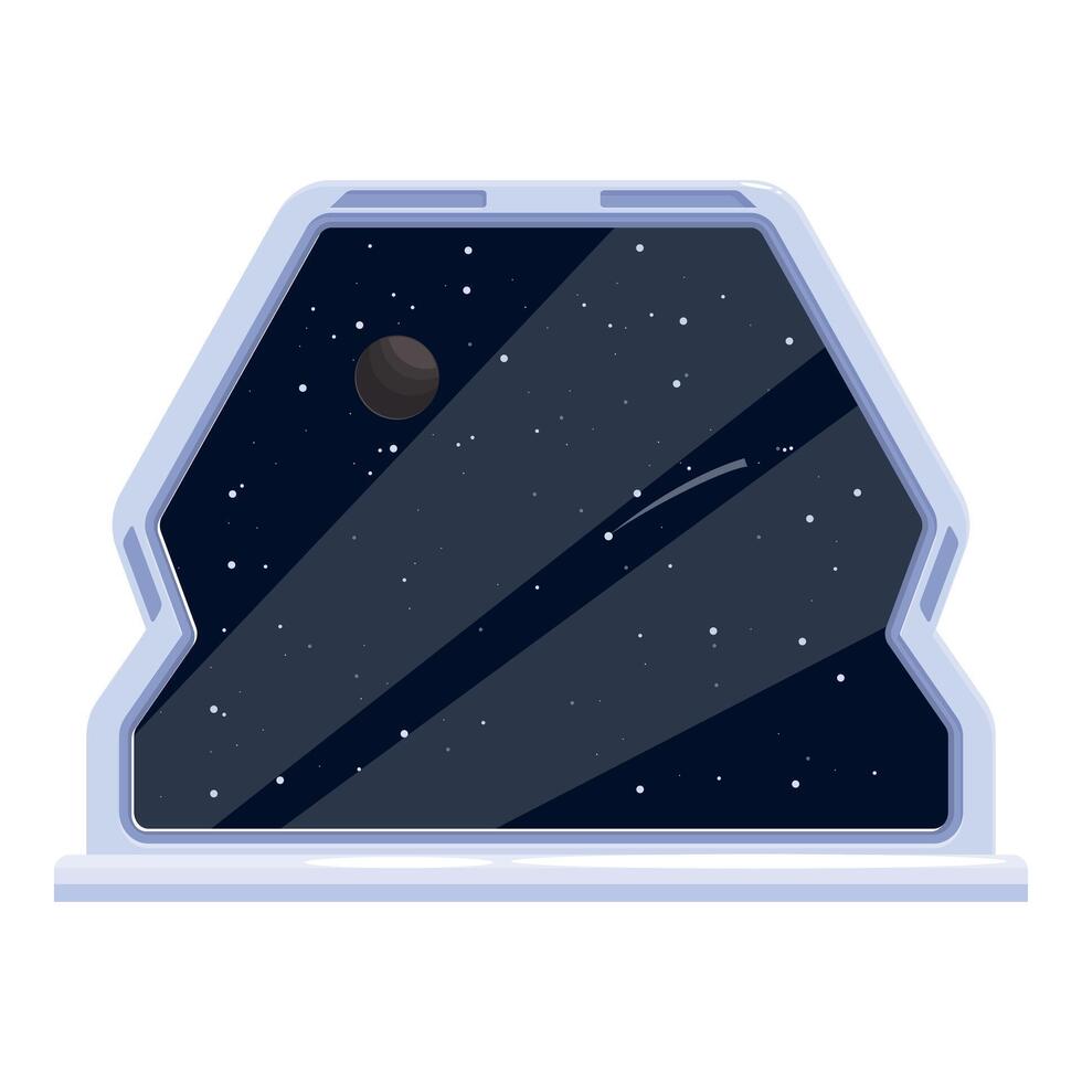Spaceship window showing planet and starry sky vector