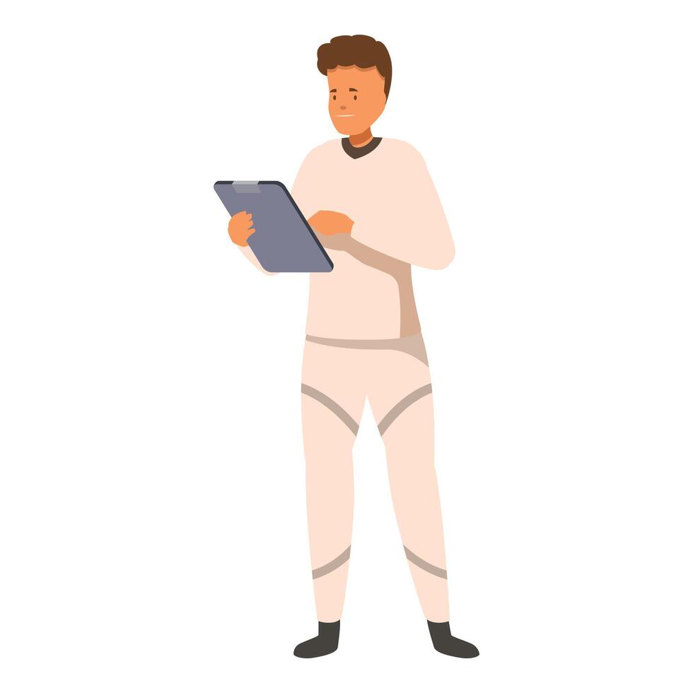 Astronaut using tablet, exploring new technologies in space exploration vector