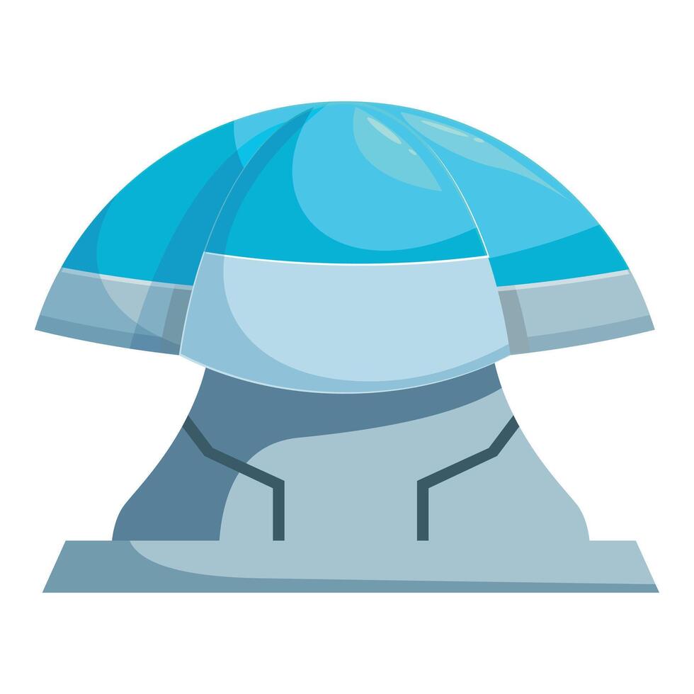 Futuristic building with blue roof reflecting modern architecture vector