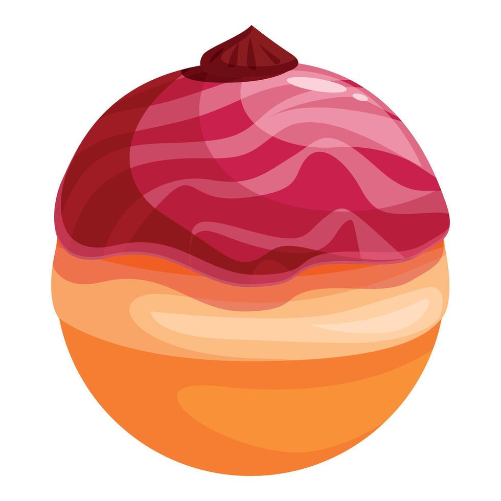 Delicious round doughnut with swirled icing and chocolate topping for hanukkah vector