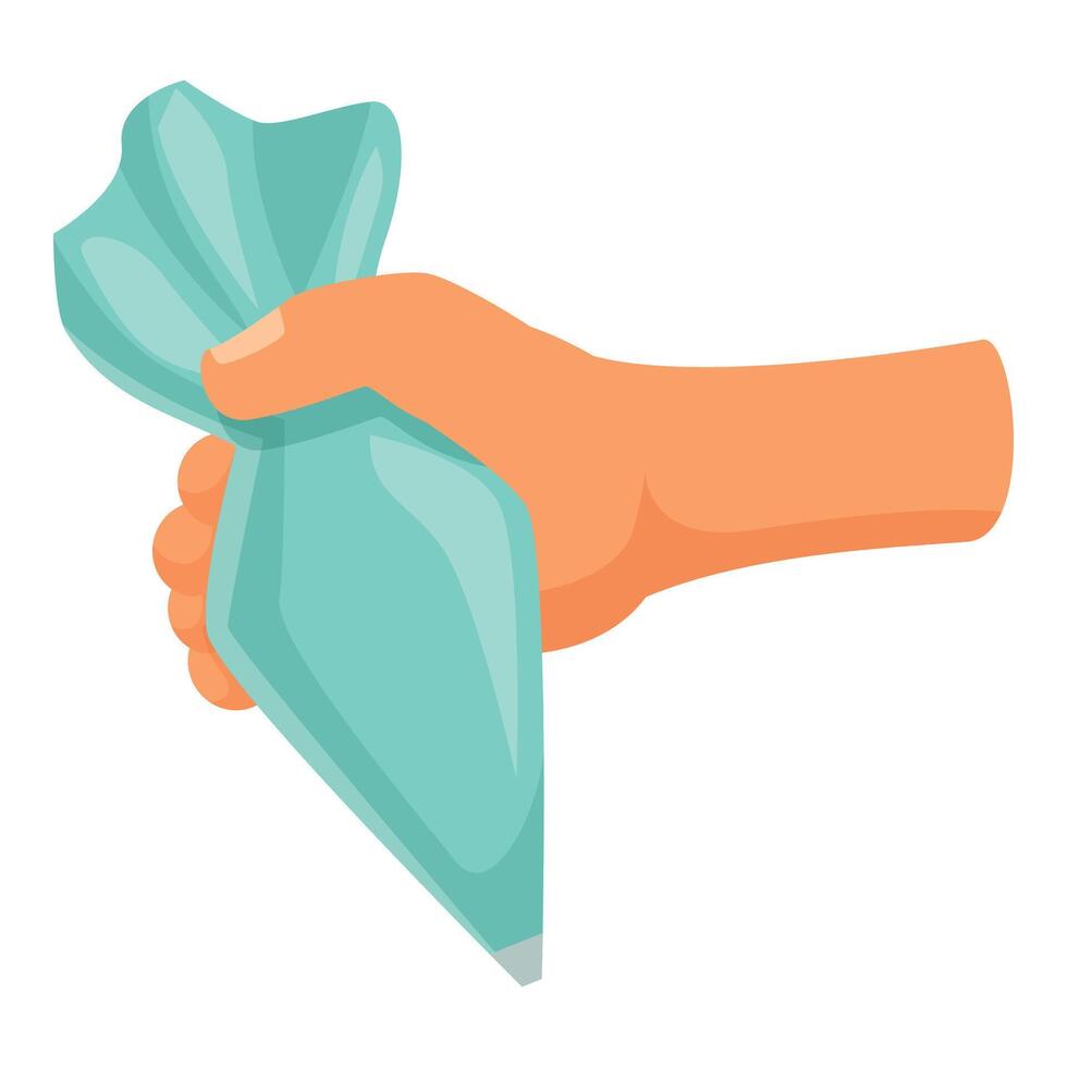 Pastry chef squeezing icing bag for cake decoration vector