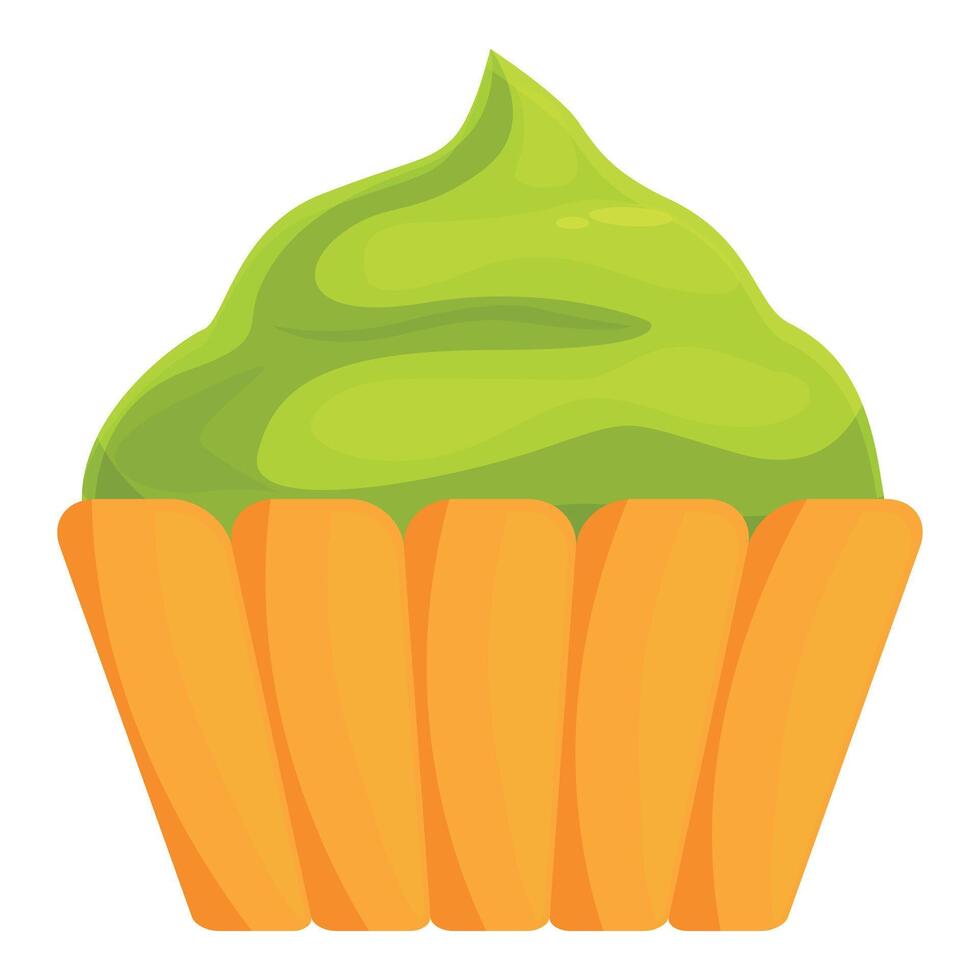 Pistachio cupcake with green frosting is waiting to be eaten vector