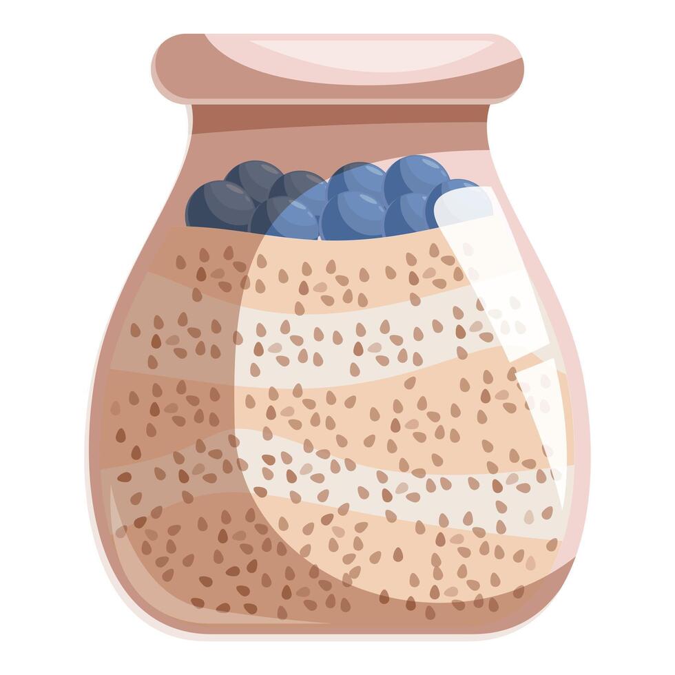 Chia pudding with blueberries and yogurt layers in a jar promoting healthy eating habits vector
