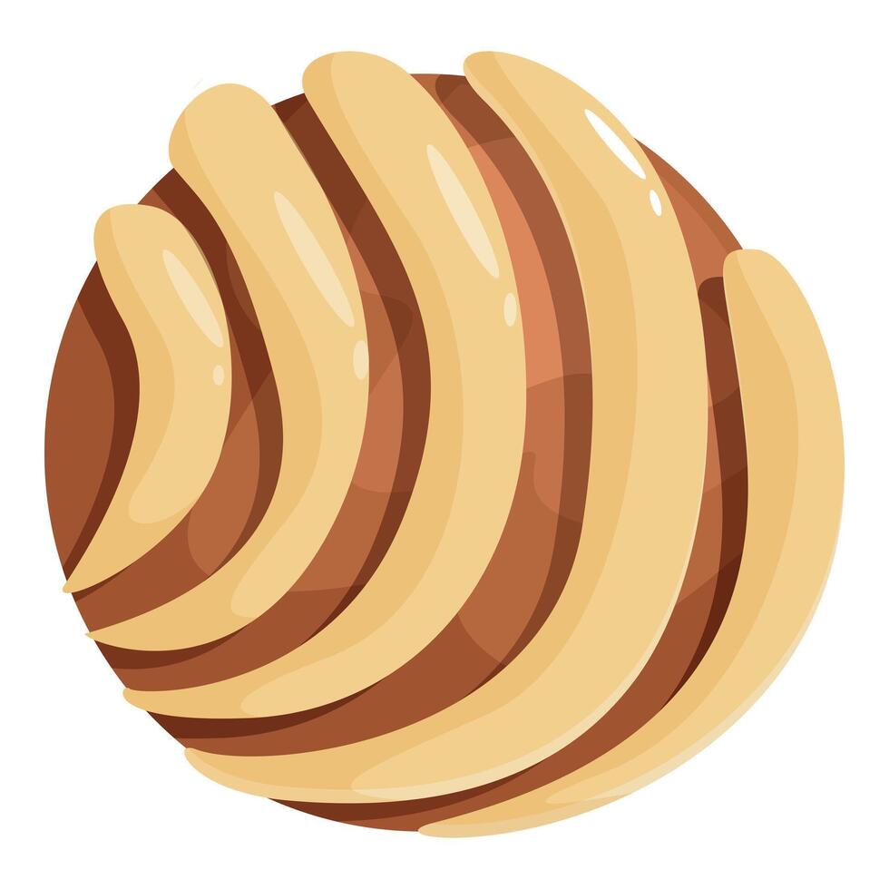 Round chocolate candy with swirling cream filling displaying delicious layers vector