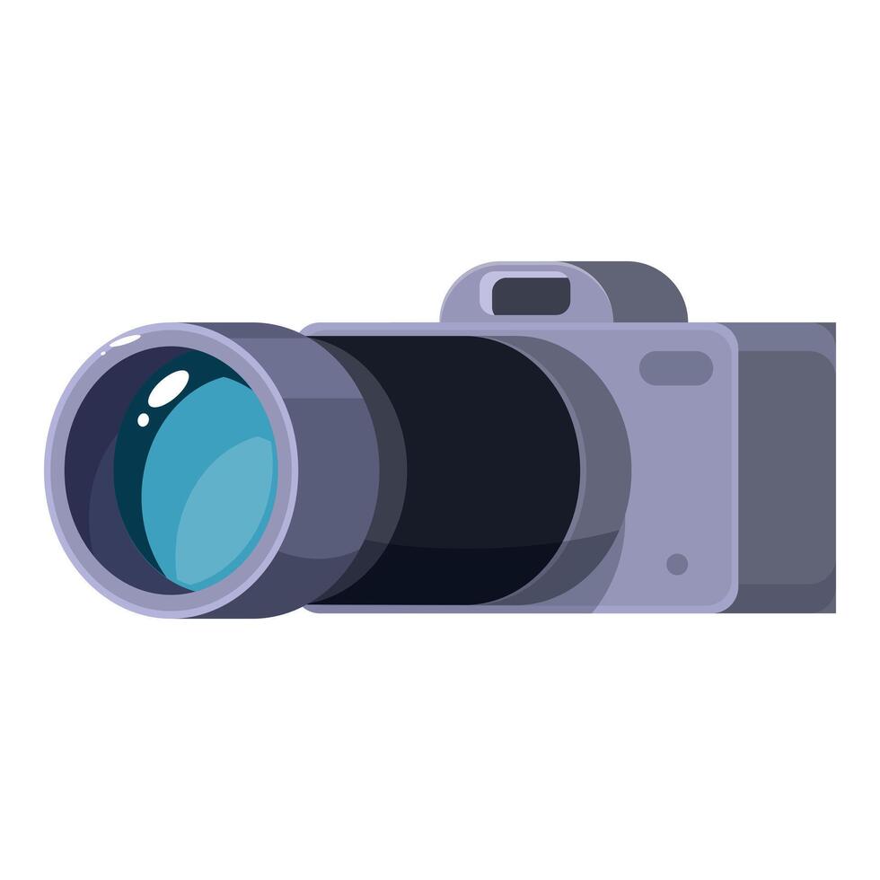 Modern gray digital camera with large lens capturing moments vector
