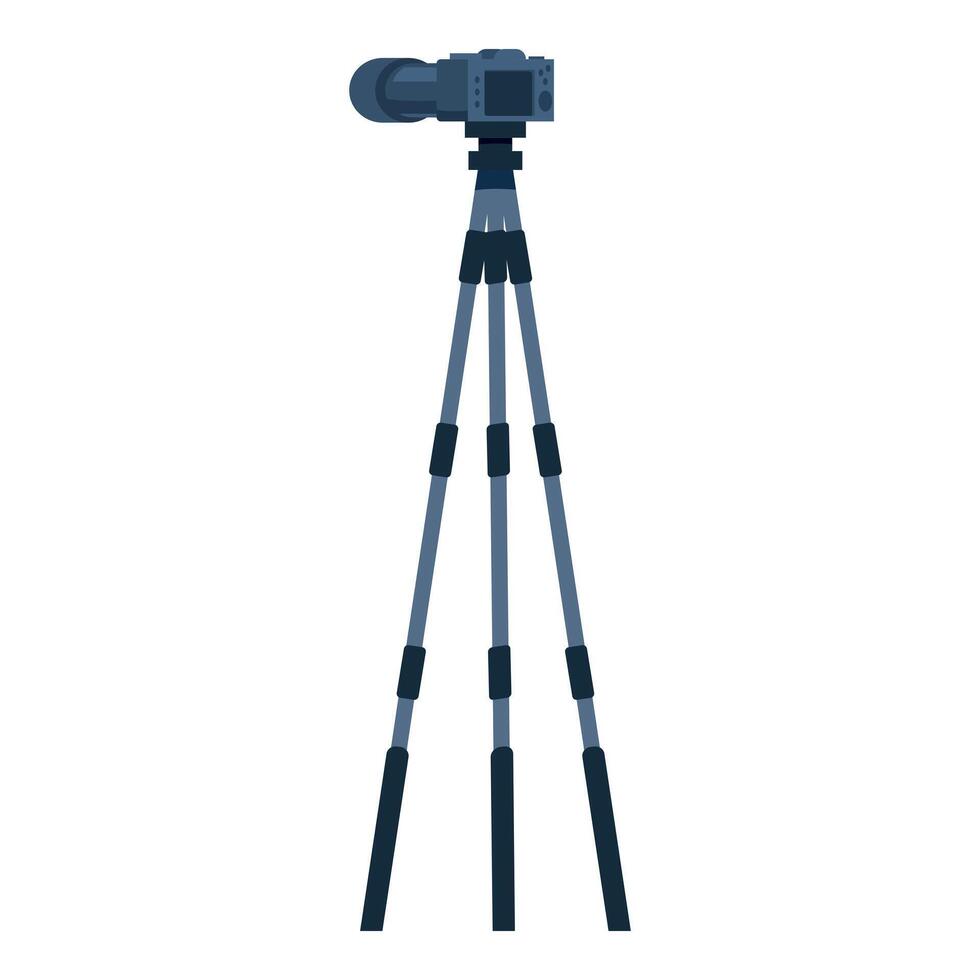 Professional camera on a tripod, ready for recording vector
