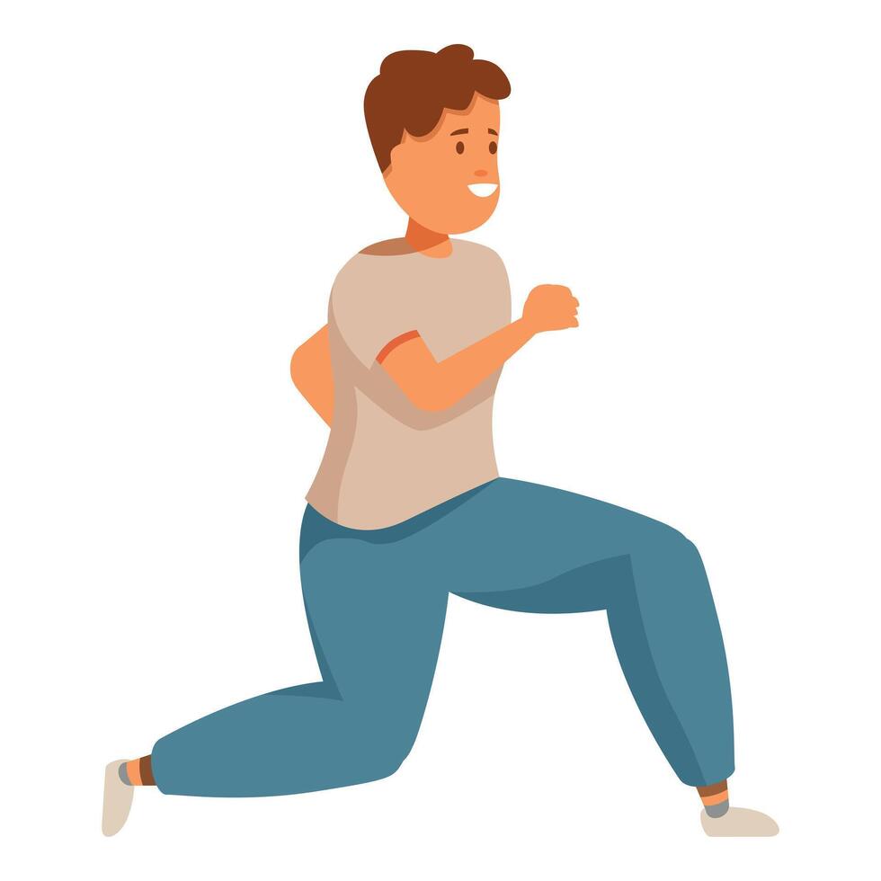 Young man running and smiling, maintaining healthy lifestyle through exercise vector
