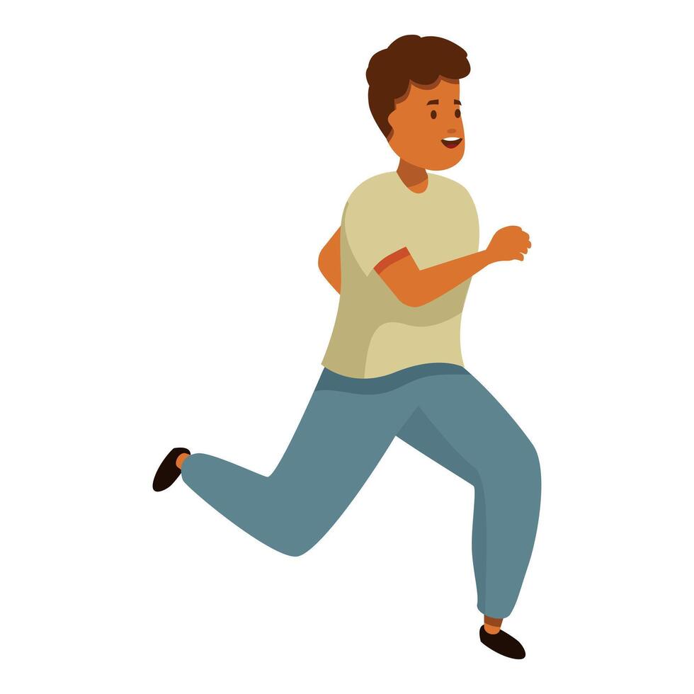 Young man running, maintaining healthy lifestyle and fitness routine vector