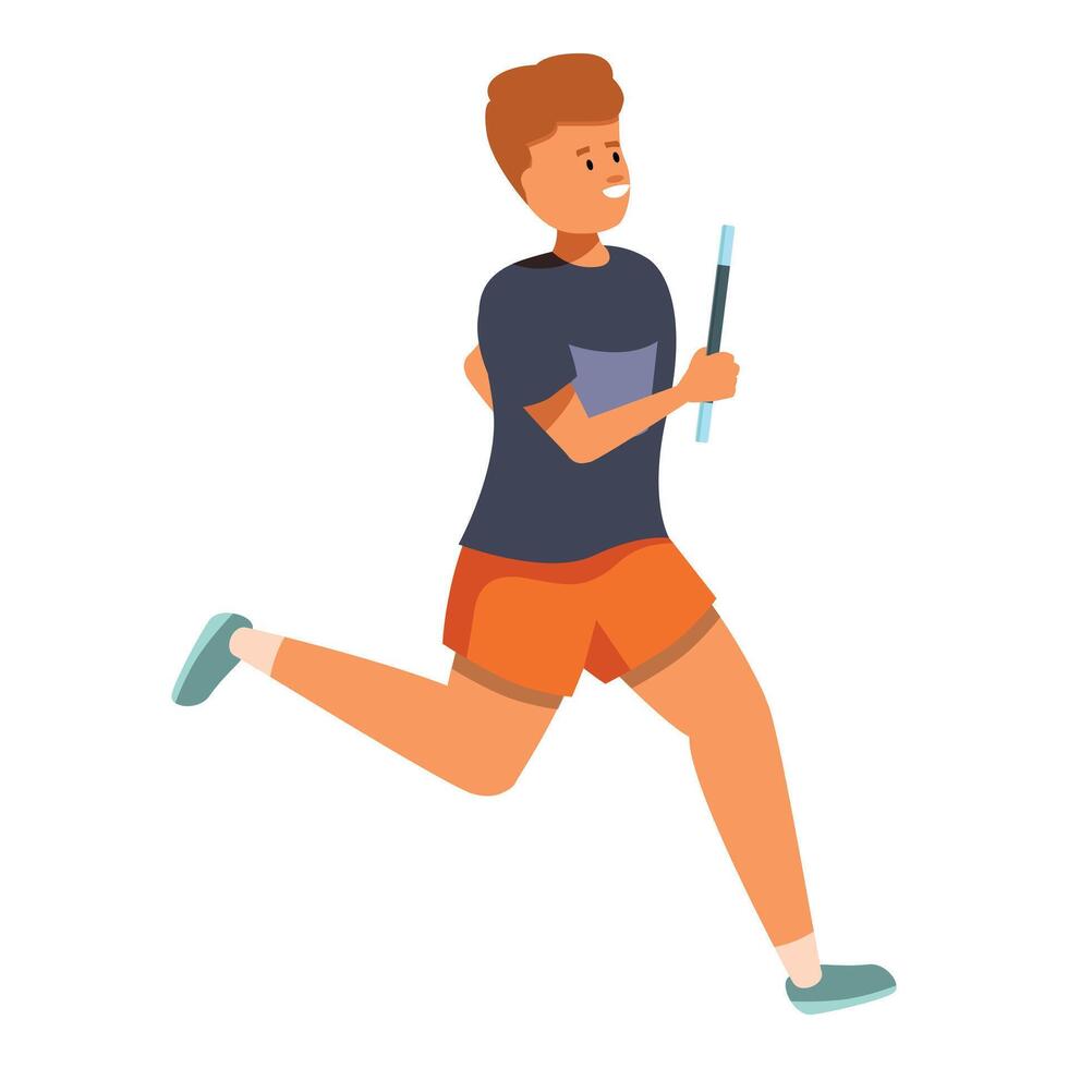 Young man running with magic wand, practicing illusionism and performing magic vector