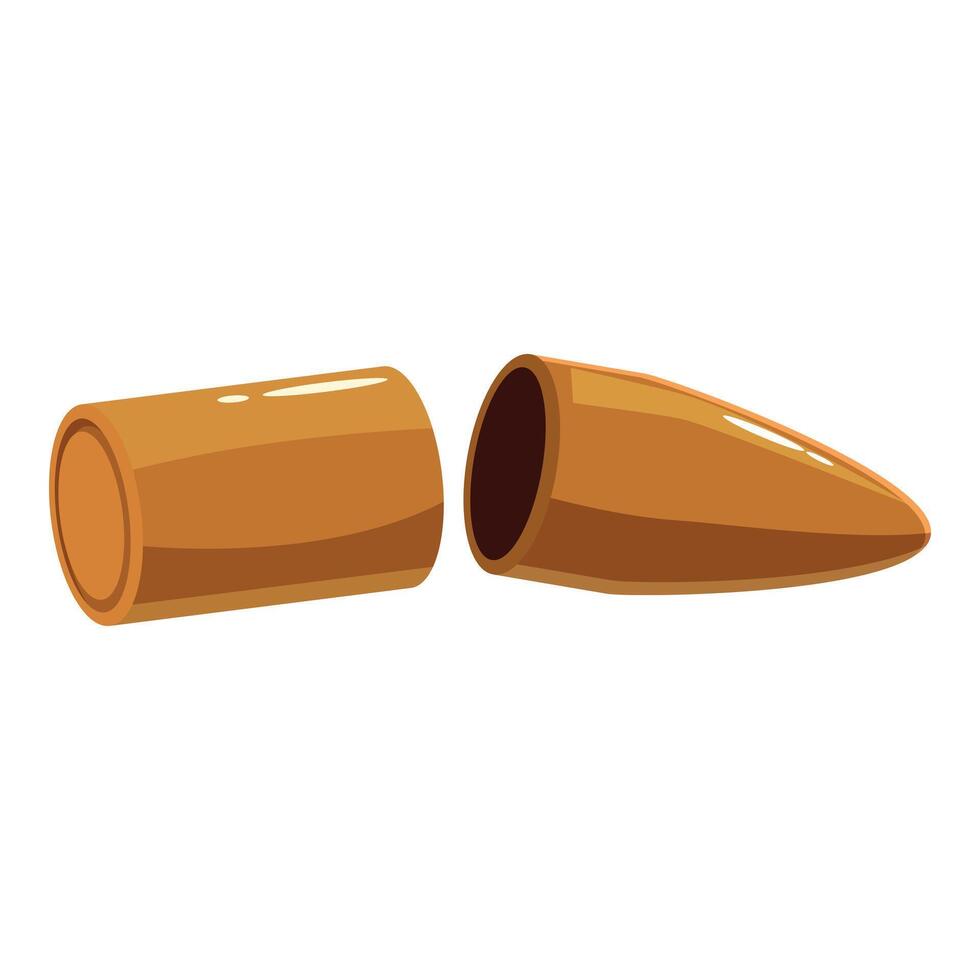 Separated bullet casing and projectile showing inner components vector