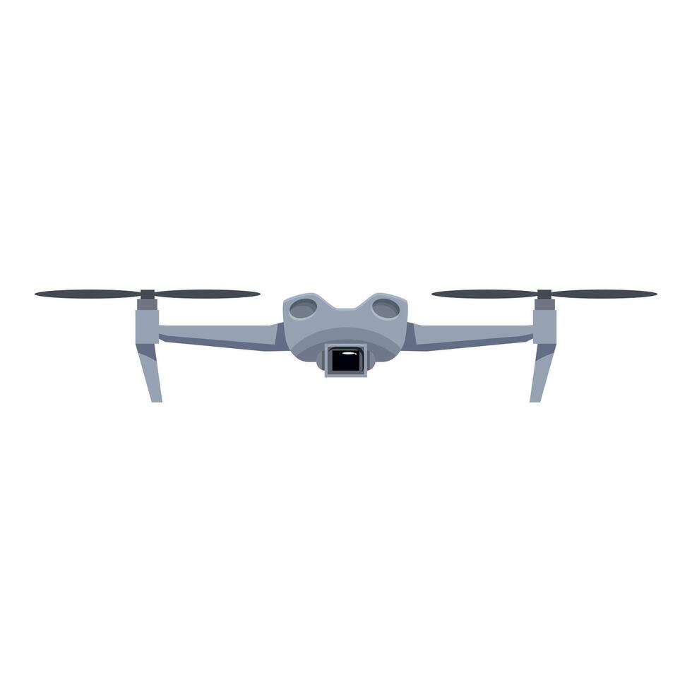 Modern grey drone hovering, front view vector