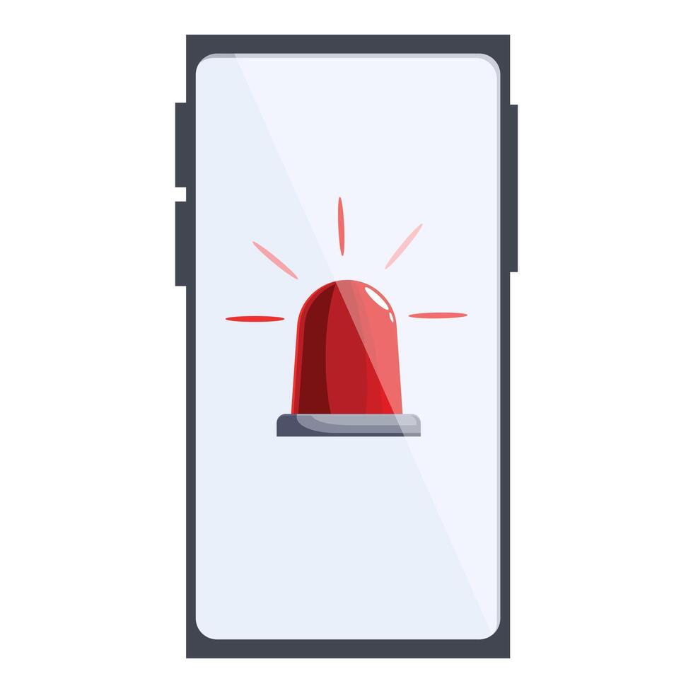 Smartphone showing emergency alert signal with flashing light vector
