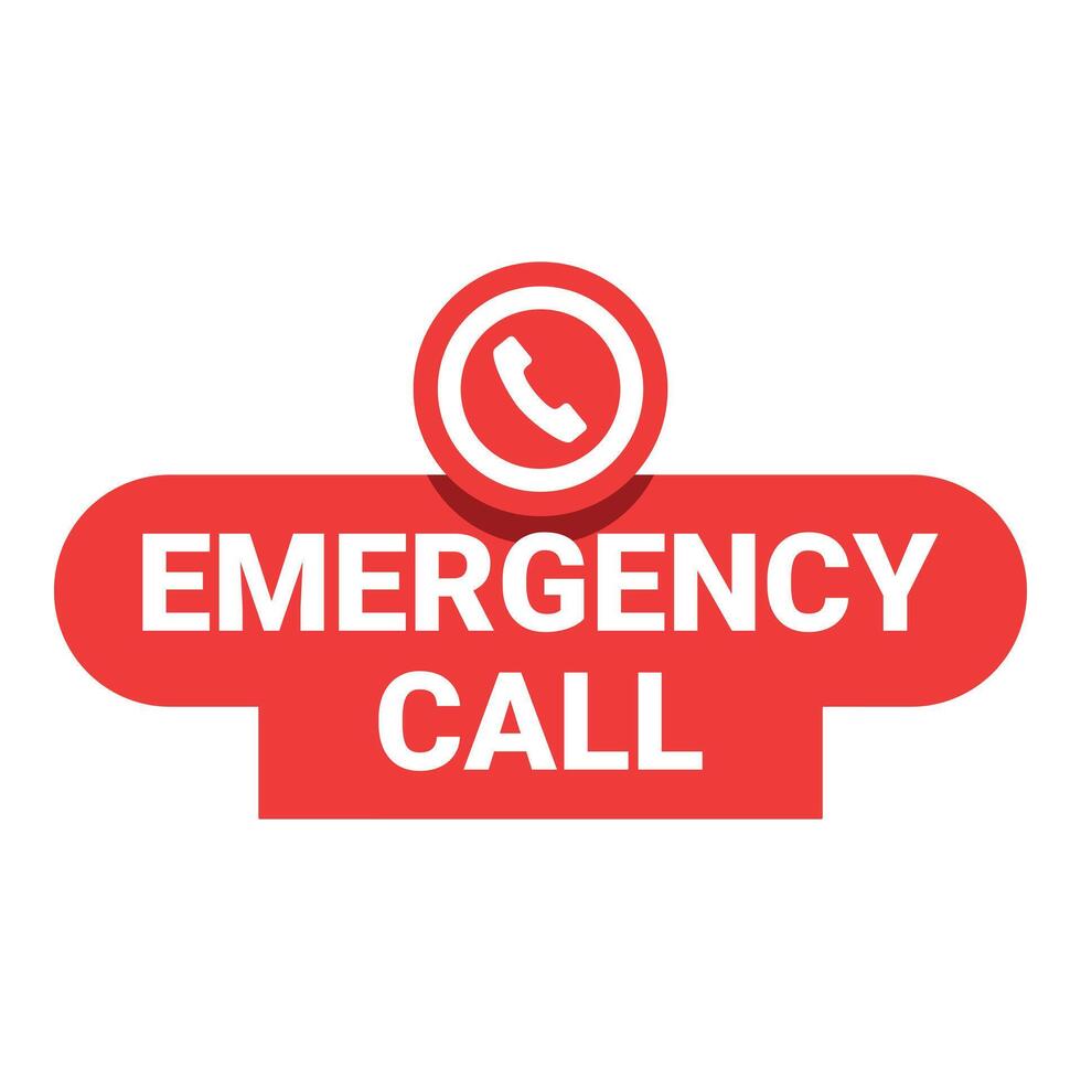 Emergency call button showing urgency and distress vector