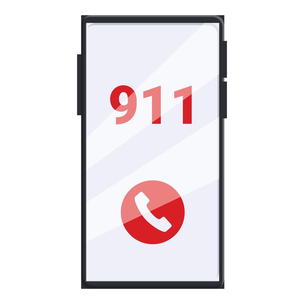Smartphone display showing emergency number 911 and call button vector