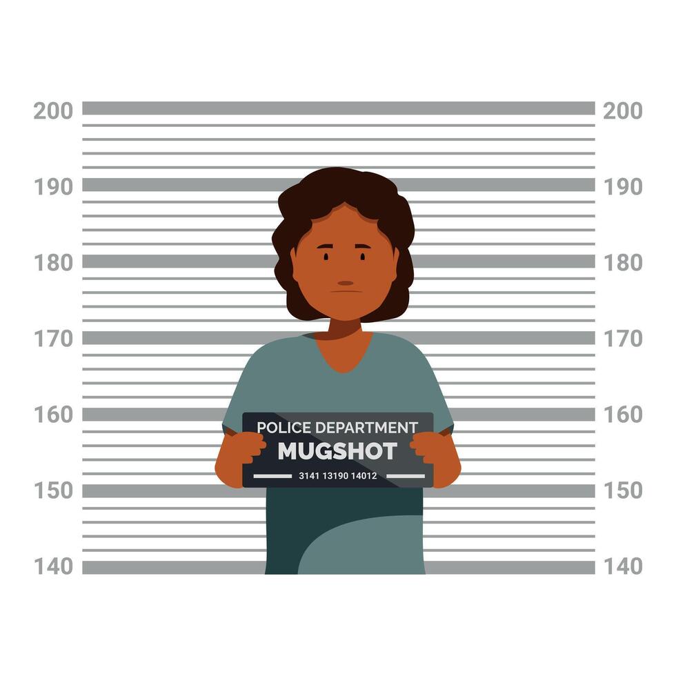 Criminal holding mugshot sign during police lineup vector