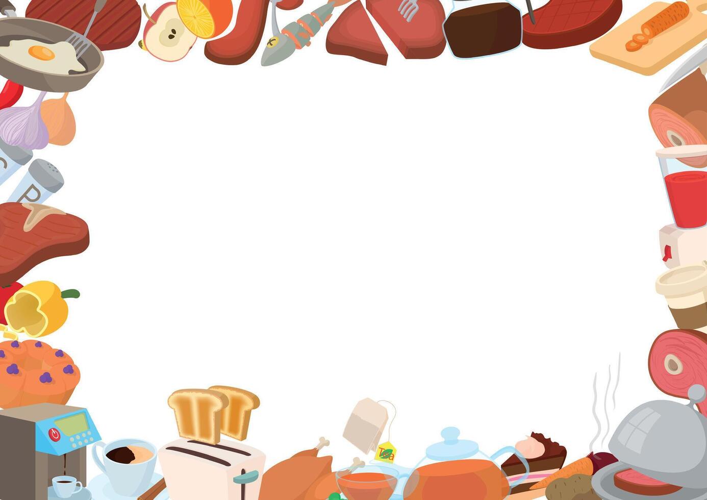 Food frame border creating white space for text and other design elements vector