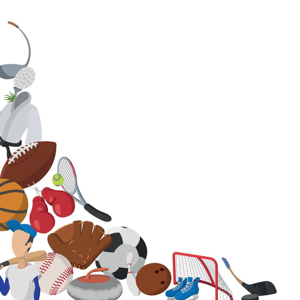 Sporting goods forming a border with copy space vector