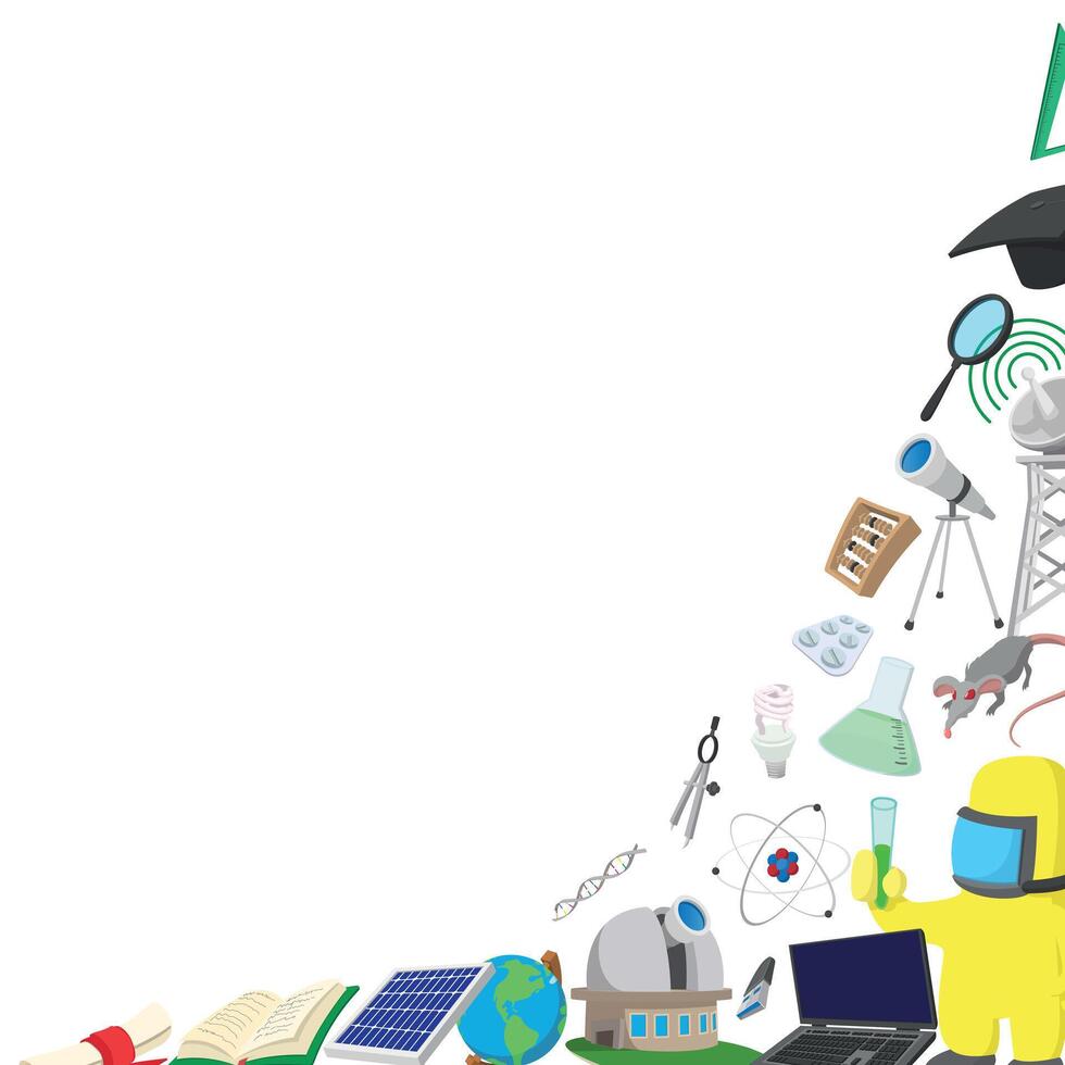 Science background showing lab, space and graduation icons vector