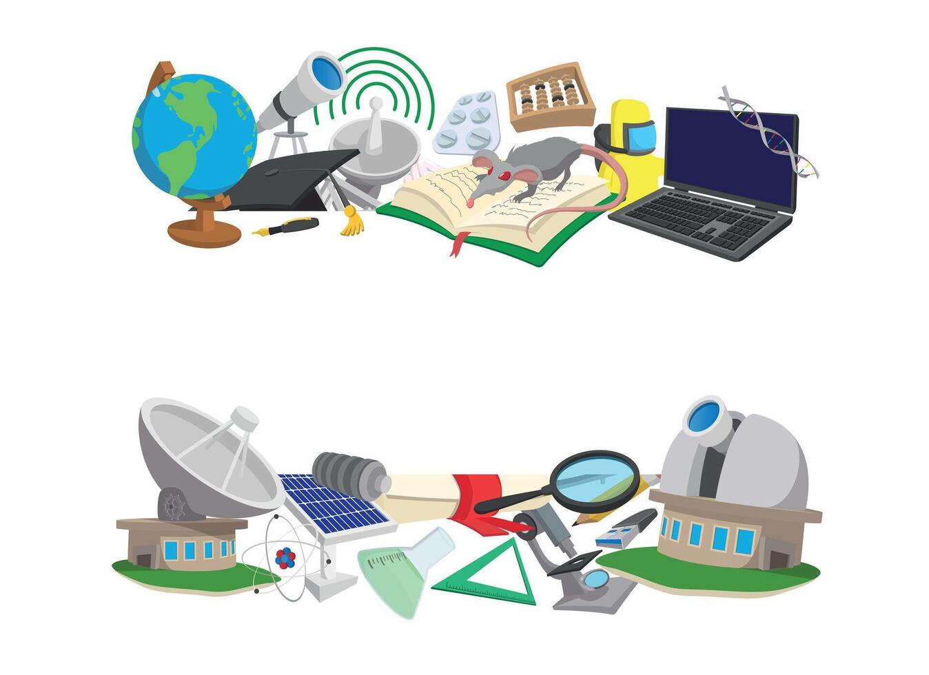 Science studying and exploring tools representing education and research vector