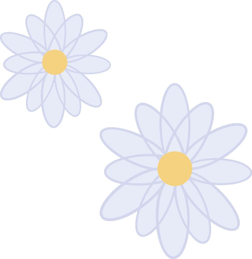 Two blue daisies appear on a transparent background. vector