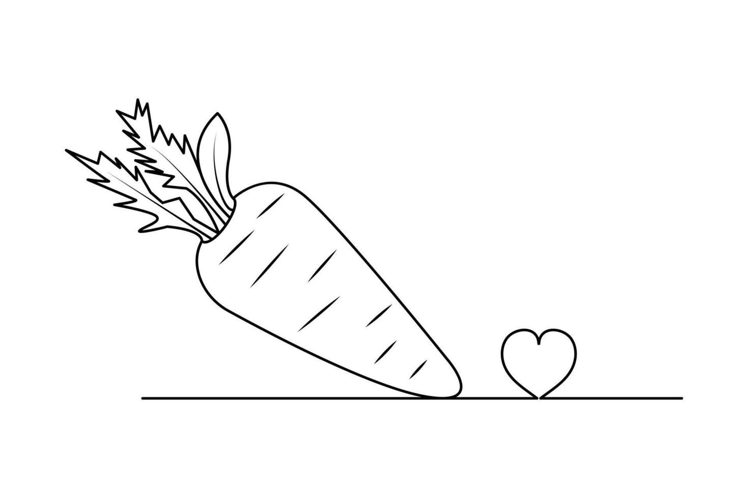 Healthy vegetable carrot art in continuous one line minimalist outline design isolated vector