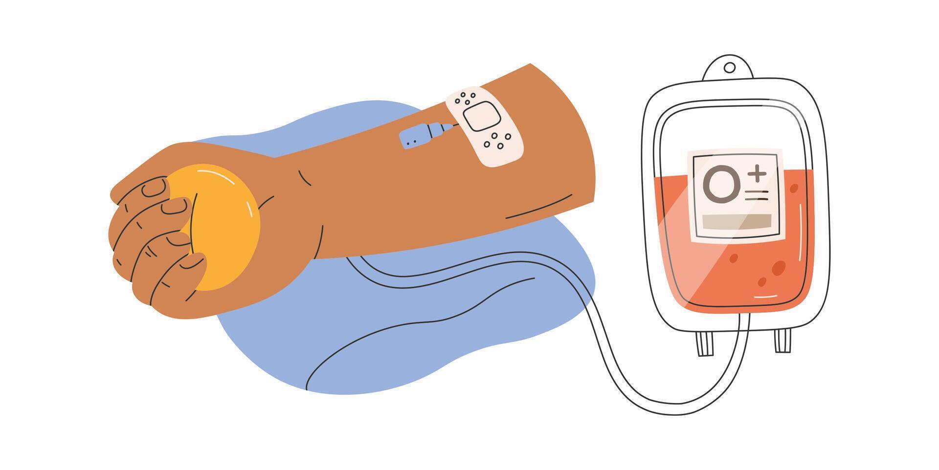 Donor Hand With Drop Counter And Ball vector