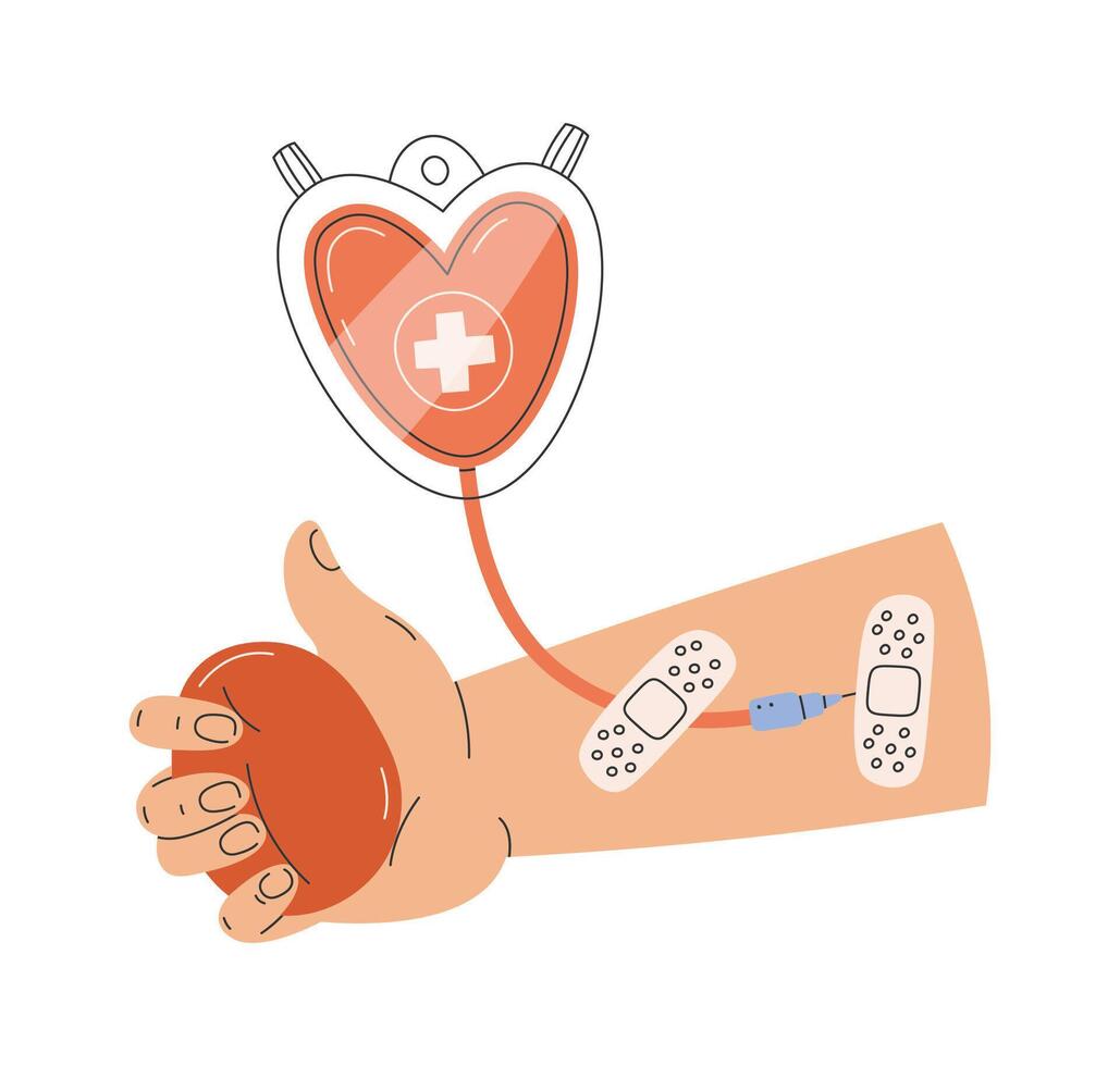 Donor Hand With Drop Counter And Ball Illustration vector