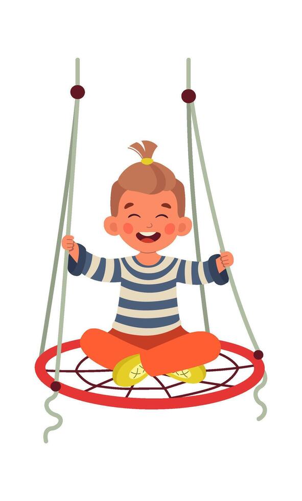 Boy Riding On A Swing vector