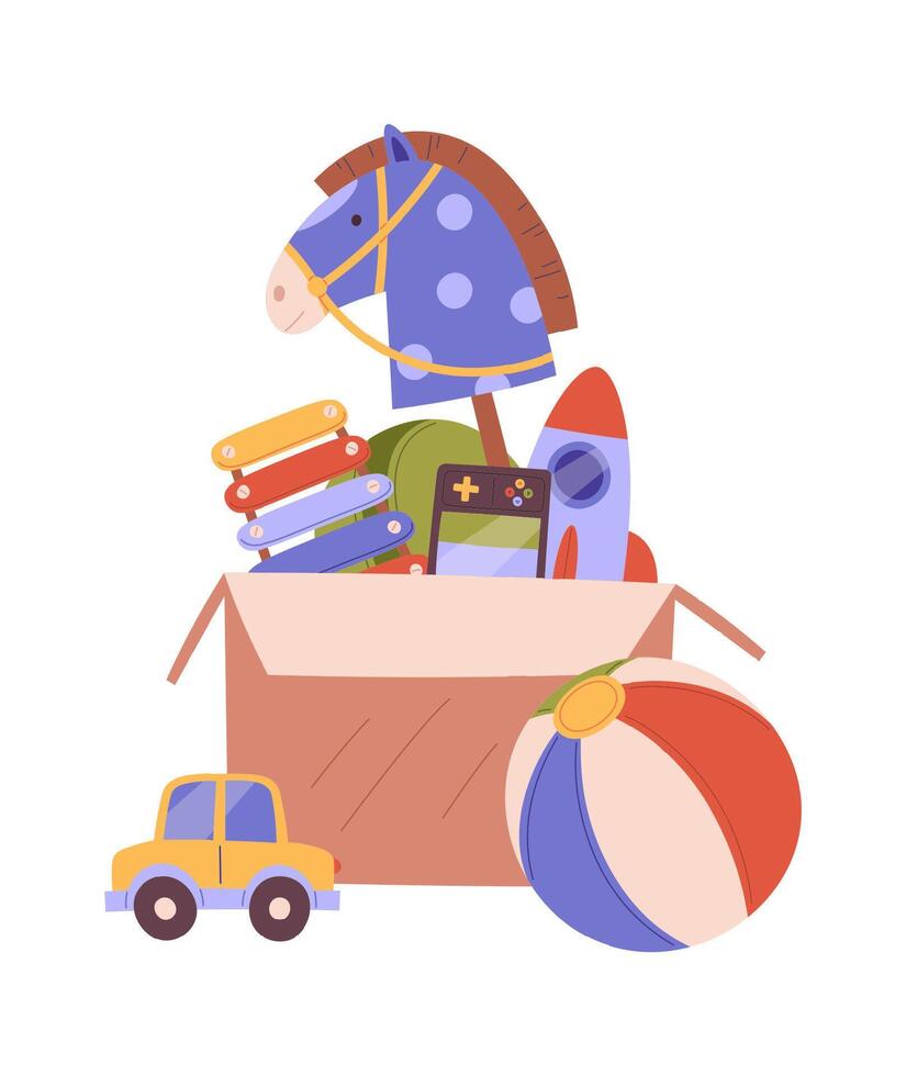 Box With Children Toys vector