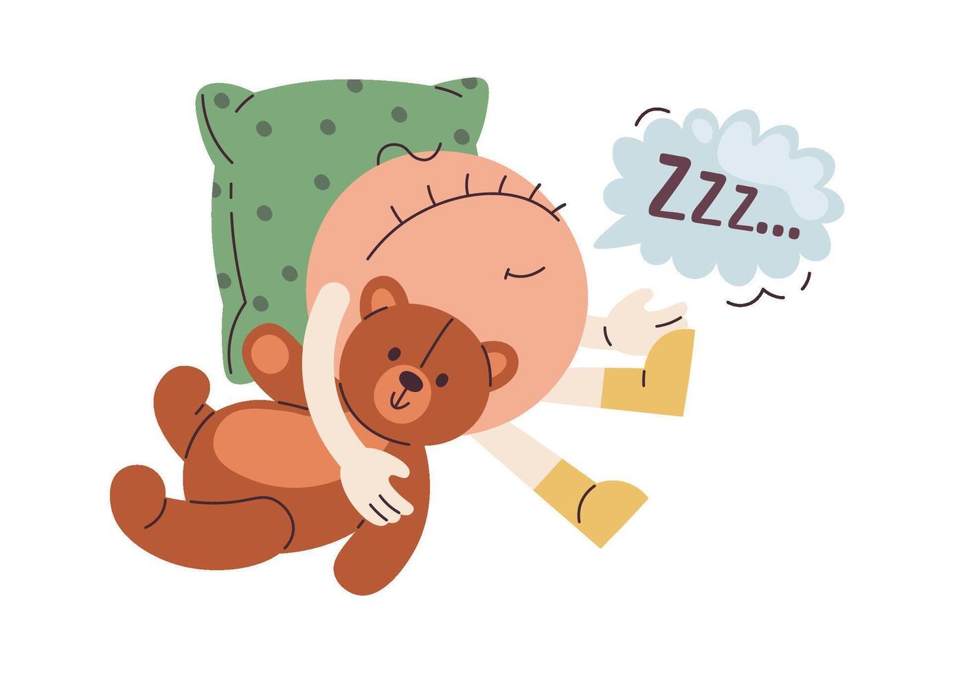 Sleeping Eyeball Character Illustration vector