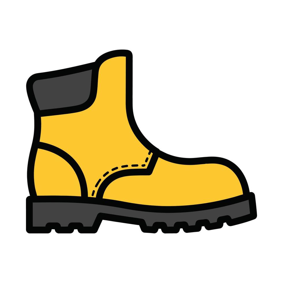 Yellow Work Boot Icon on White Background. vector