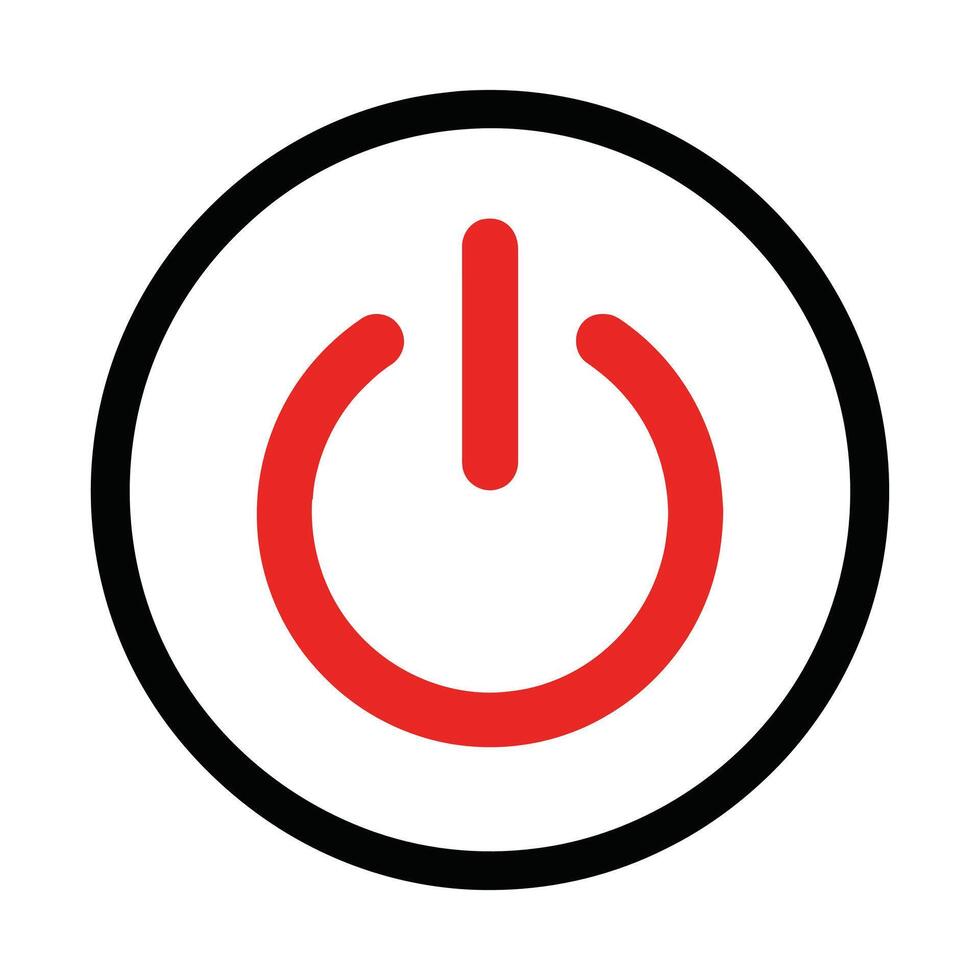 Simple Red Power Button Icon in Circle Frame. vector