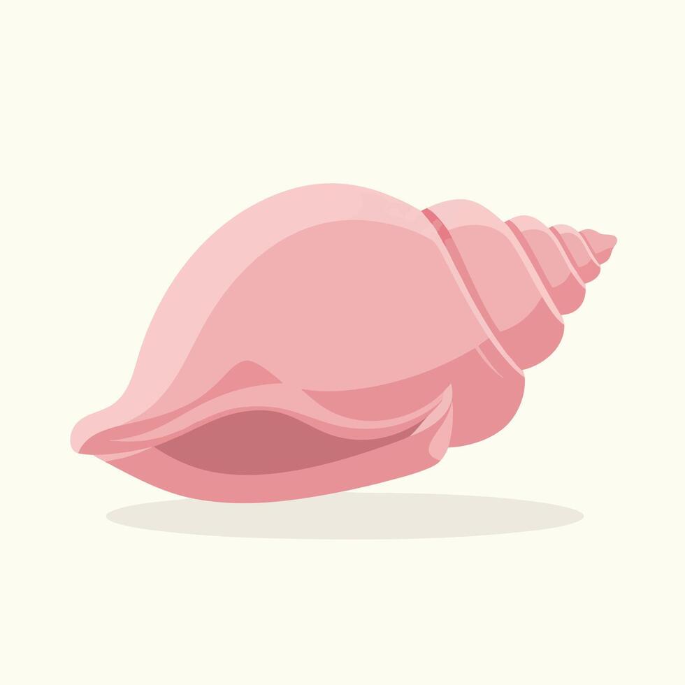 Pink Conch Shell Illustration on Cream Background. vector