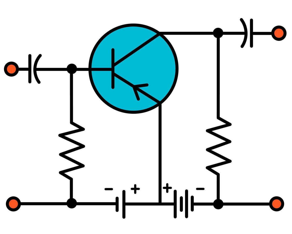 Common Emitter BJT Transistor Amplifier Circuit Diagram, Electronic vector
