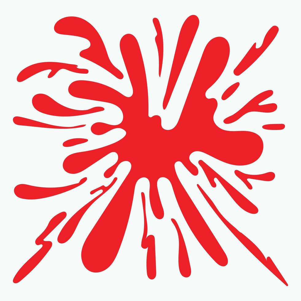 Red abstract splash paint shape with bold liquid drip and explosion effect Ideal for poster cover digital design branding sticker print assets or creative visuals vector