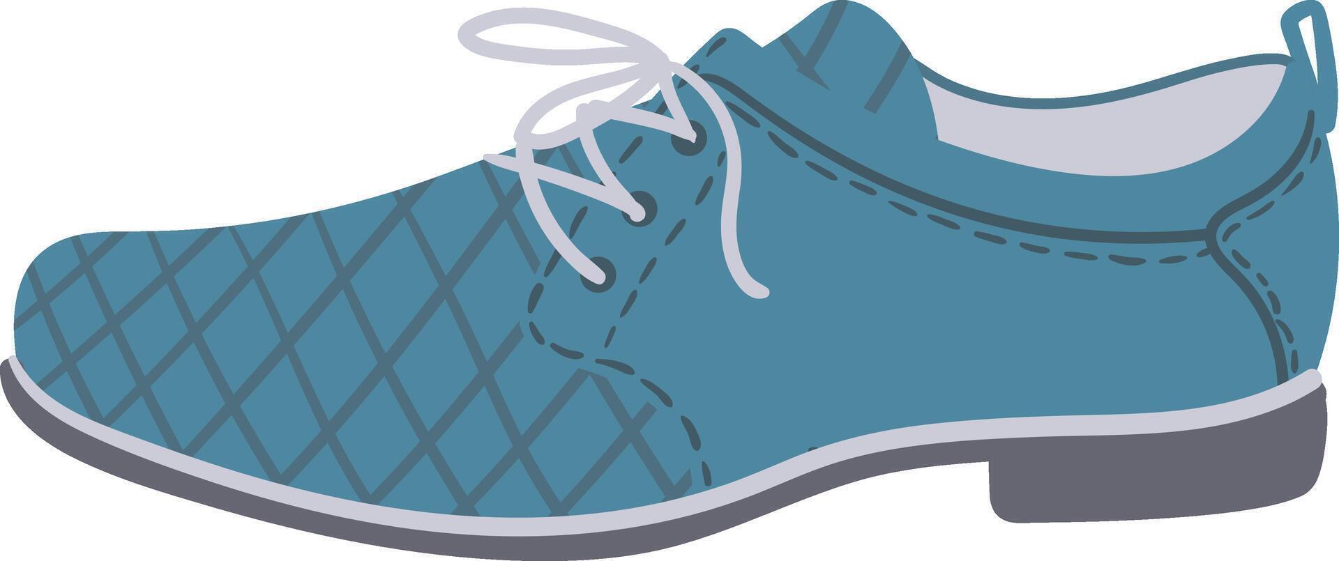 Classic teal blue derby shoe featuring a quilted diamond pattern on the toe and vamp, showcasing timeless style and comfortable design, suitable for various formal and semi formal occasions vector