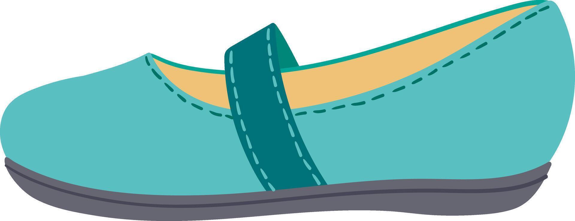 Comfortable and stylish light green women's flat shoe featuring a dark green strap, perfect for everyday wear and adding a touch of elegance to any outfit vector