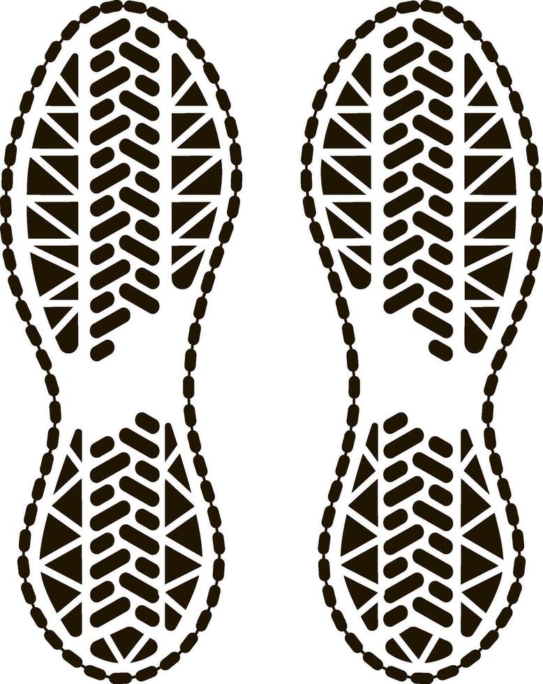 Shoe print featuring a geometric tread pattern creates a distinct impression, perfectly representing themes of walking, tracking, evidence, and various footwear applications vector
