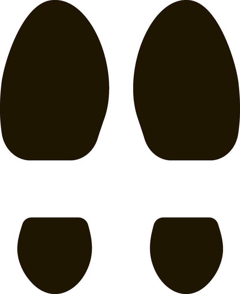 Simple black footprint and shoe print illustrating walking direction, serving as an effective indicator for paths or trails on maps and signs, enhancing navigation and wayfinding vector