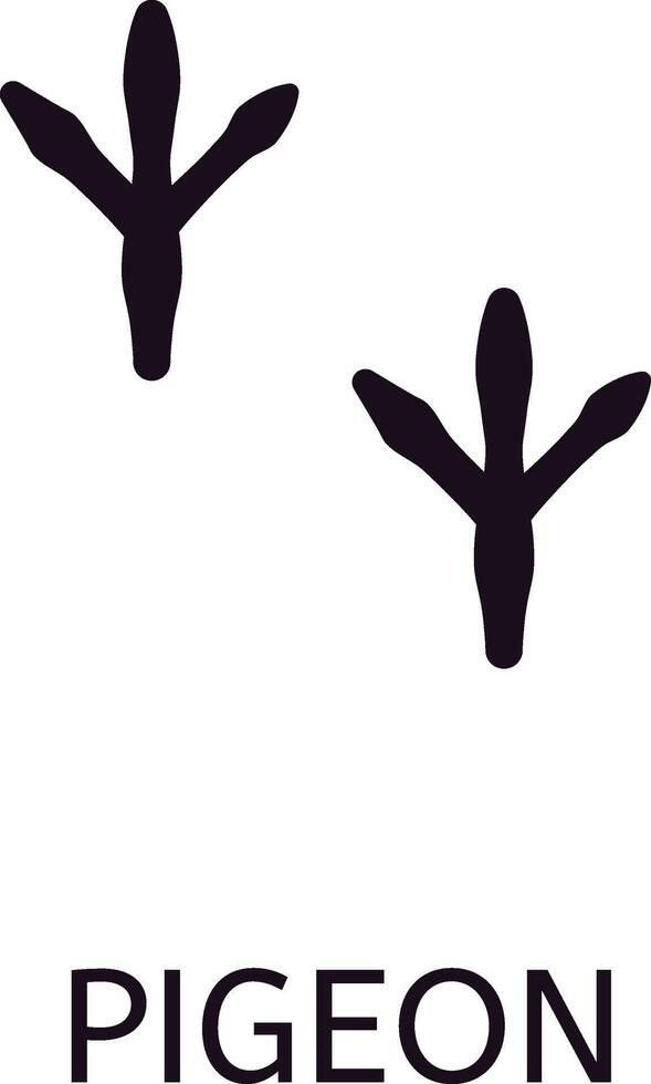 Pigeon footprint featuring three distinct toes and a spur, isolated against a clean white background, serving as a valuable resource for animal identification and educational activities vector