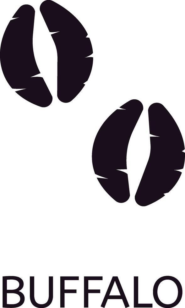 Buffalo footprint icon representing walking direction, isolated on white background, ideal for wildlife guides, nature documentaries, and educational materials vector