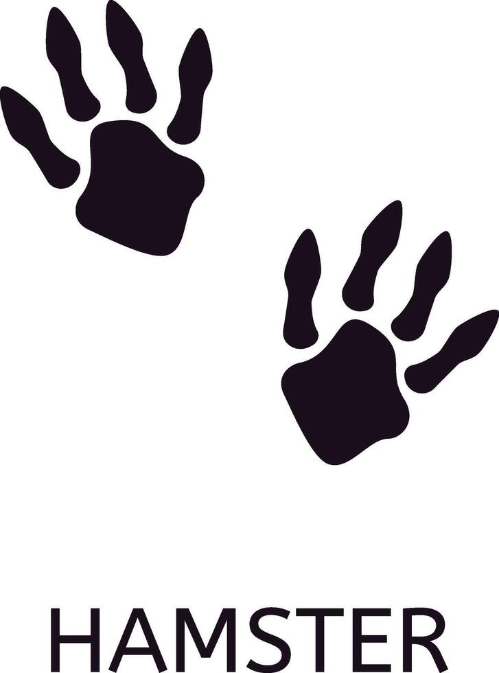 Hamster footprints isolated on white background representing paws shape and fingers, useful for educational and zoological purposes, identifying animal tracks vector