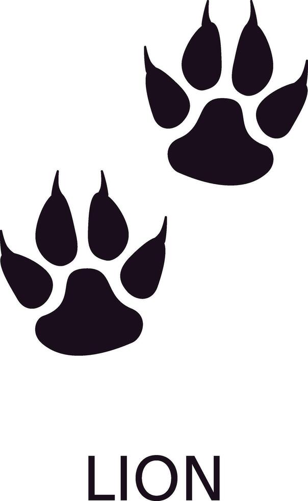 Displaying two striking black lion paw prints against a clean white background, creating a powerful and evocative representation of wildlife and animal tracks in nature vector