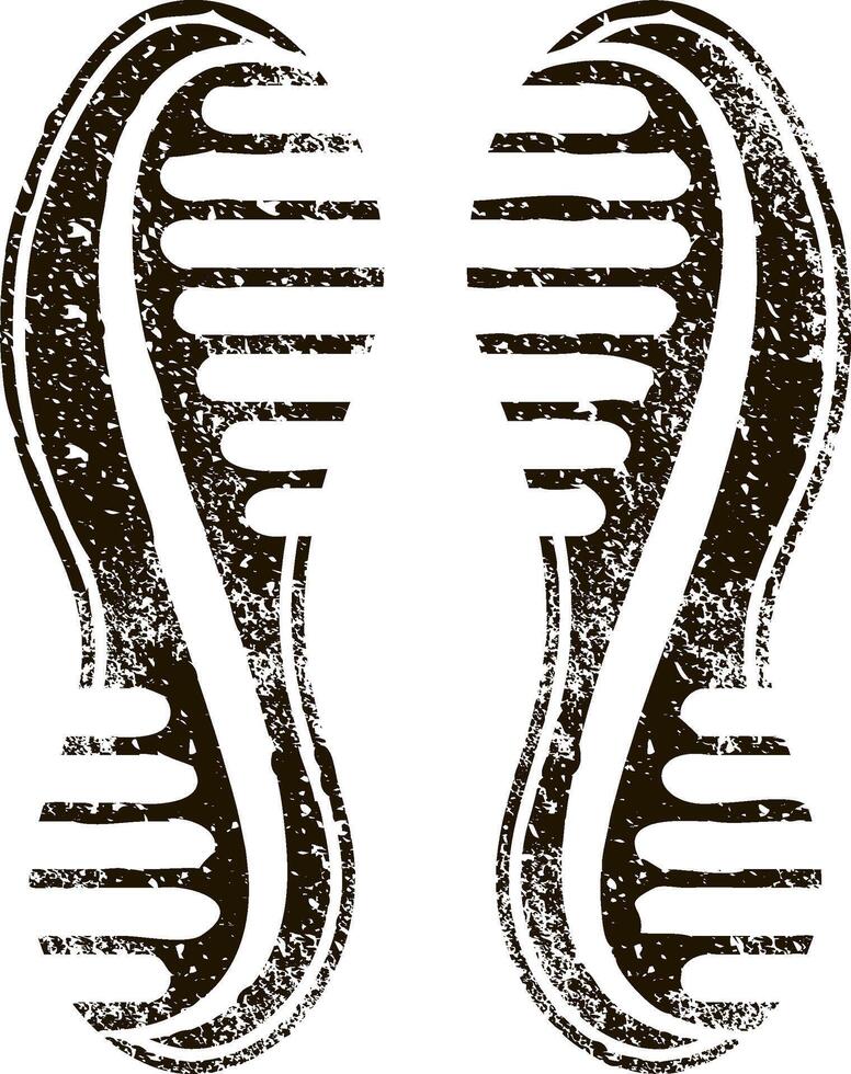 Grunge textured footprint revealing the sole of a shoe, embodying a powerful symbol of a journey and the presence left behind, marking a path of movement and exploration vector