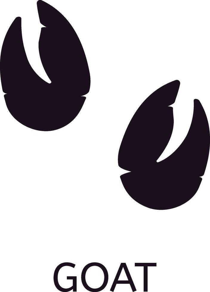 Simple illustration featuring two black goat footprints, depicting the distinct imprint of a cloven hoofed animal, isolated against a clean white background vector