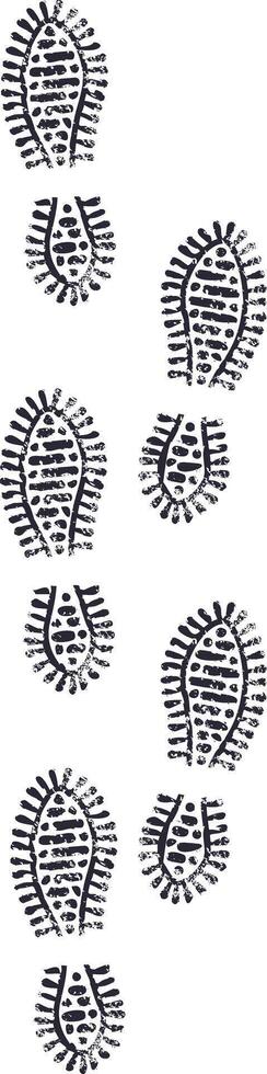 Dark footprints creating a path that leads upward on a stark white background, symbolizing a journey of exploration and progress toward new adventures and discoveries vector