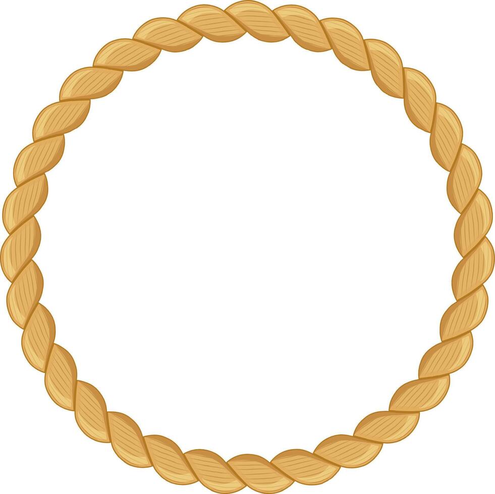 Realistic illustration of a nautical rope creating a circular frame, isolated on a white background, perfect for maritime or sailing themed projects vector