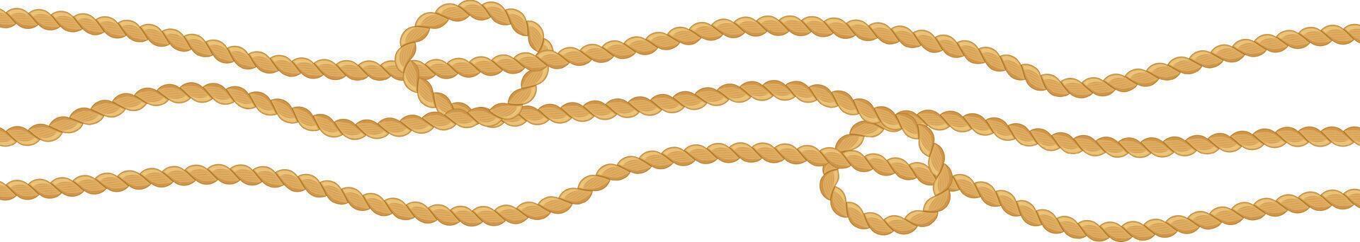 Wavy ropes forming intricate loops against a white background, enhancing websites, backgrounds, or any nautical themed designs with a touch of maritime charm vector