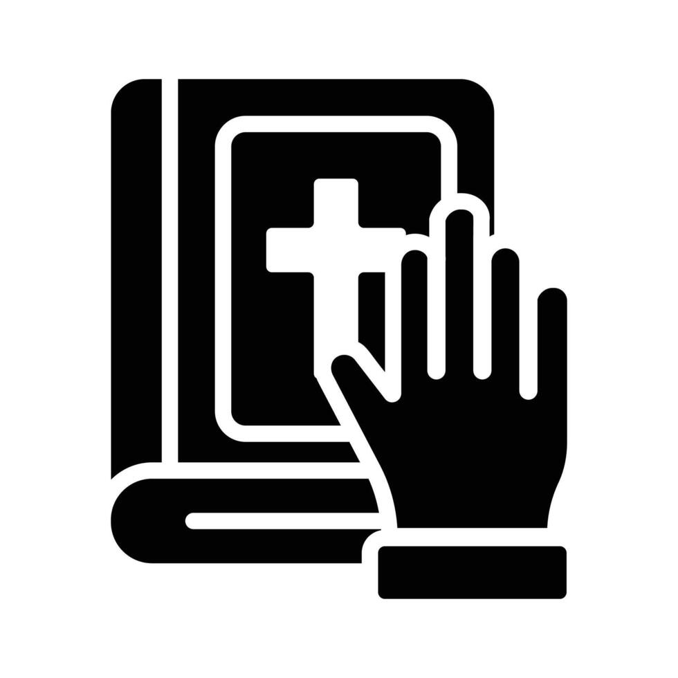 A trendy glyph icon of courtroom oath gesture vector