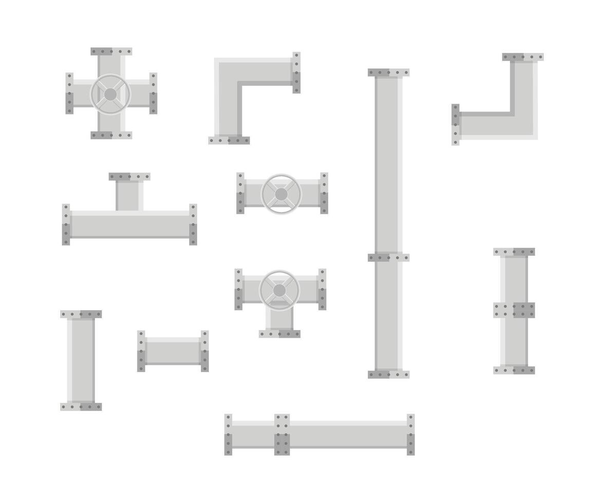 Plumbing water pipe line set collection featuring different size and shape vector